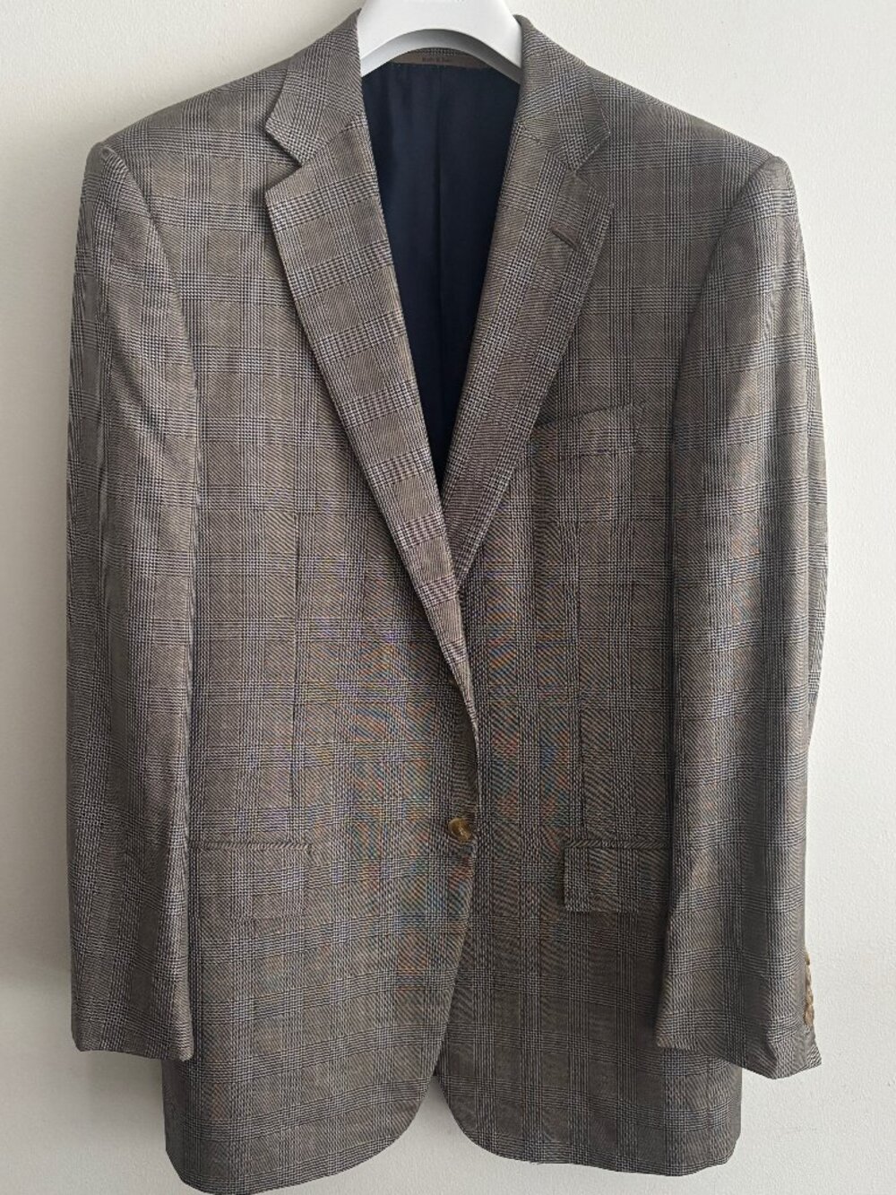 $4500 Ermenegildo Zegna Tan Glen Plaid Wool/Silk Sport Coat / Blazer - 40R